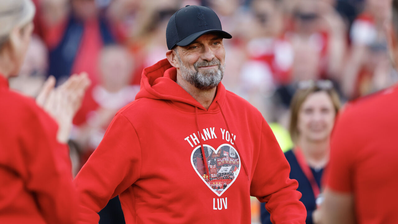 LIVERPOOL, ENGLAND - MAY 19: Jurgen Klopp the head coach / manager of Liverpool at full time after the Premier League match between Liverpool FC and Wolverhampton Wanderers at Anfield on May 19, 2024 in Liverpool, England.