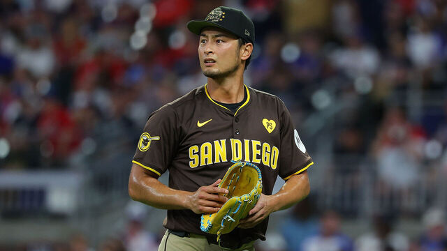 ATLANTA, GEORGIA - MAY 19: Yu Darvish #11 of the San Diego Padres walks off the field after the sixth inning against the Atlanta Braves at Truist Park on May 19, 2024 in Atlanta, Georgia.