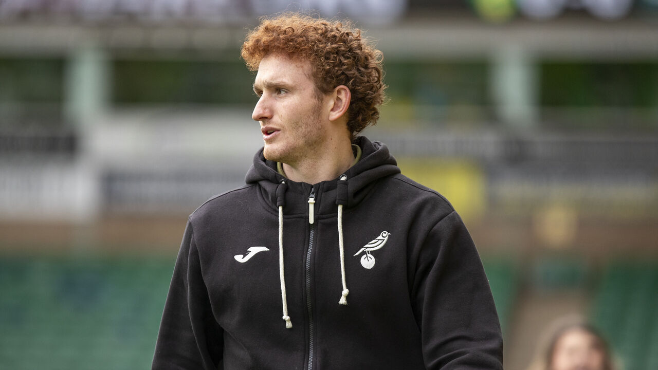 Josh Sargent is seen before the Sky Bet Championship match between Norwich City and Plymouth Argyle at Carrow Road in Norwich, England, on March 29, 2024.