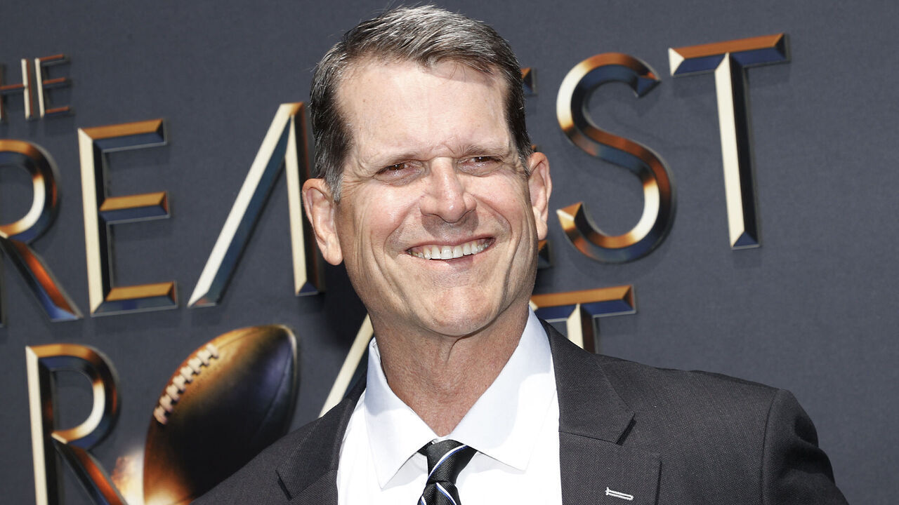 US former football player and American football coach Jim Harbaugh attends the Netflix live comedy event "The Greatest Roast of All Time: Tom Brady" at the Kia Forum in Inglewood, California, on May 5, 2024.