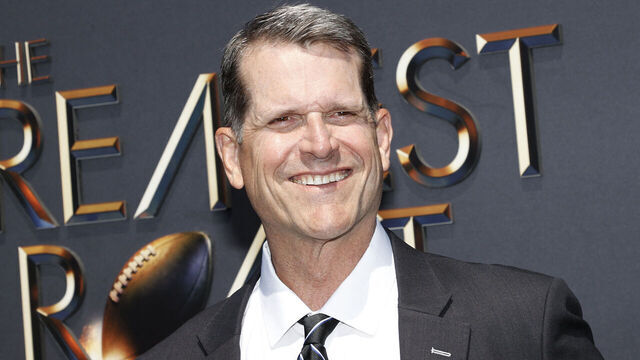 US former football player and American football coach Jim Harbaugh attends the Netflix live comedy event "The Greatest Roast of All Time: Tom Brady" at the Kia Forum in Inglewood, California, on May 5, 2024.