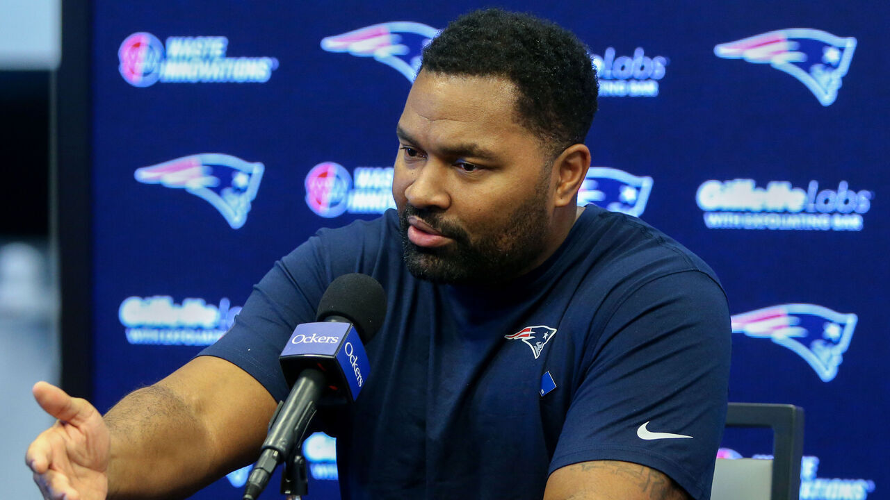 Foxborough, MA - February 21: New England Patriots head coach Jerod Mayo speaks at an off-season press conference.