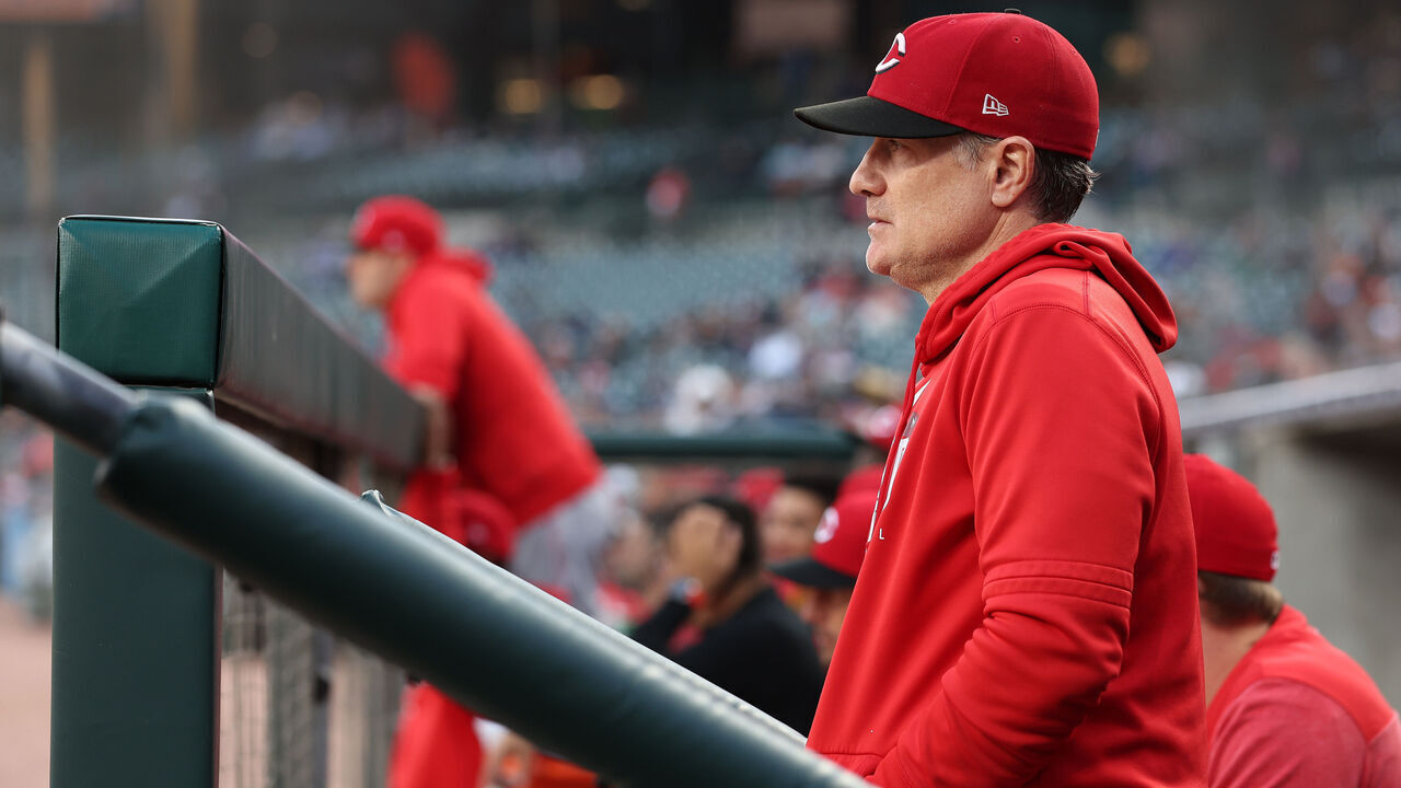 DETROIT, MICHIGAN - SEPTEMBER 13: Manager David Bell of the Cincinnati Reds looks on in the third inning while playing the Detroit Tigers at Comerica Park on September 13, 2023 in Detroit, Michigan.