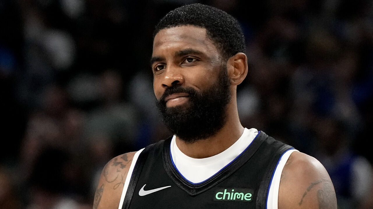 DALLAS, TEXAS - MAY 18: Kyrie Irving #11 of the Dallas Mavericks looks on during the second half of Game Six of the Western Conference Second Round Playoffs against the Oklahoma City Thunder at American Airlines Center on May 18, 2024 in Dallas, Texas.