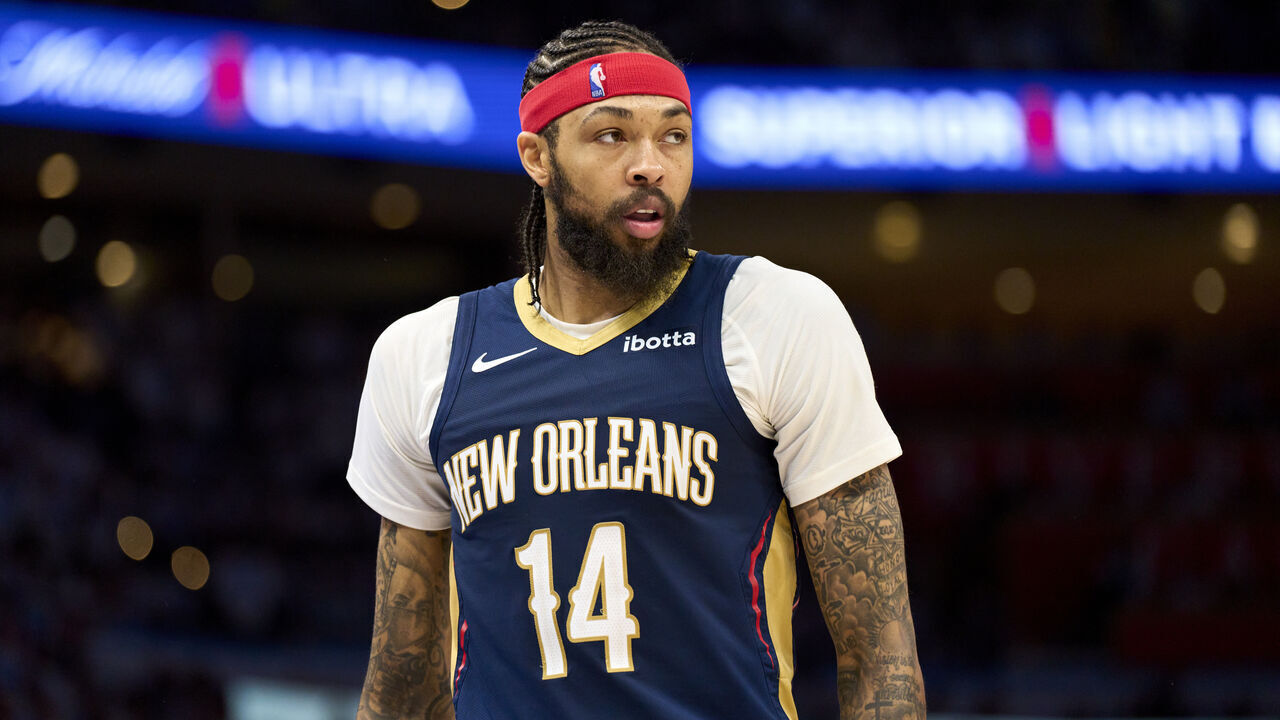 OKLAHOMA CITY, OKLAHOMA - APRIL 21: Brandon Ingram #14 of the New Orleans Pelicans looks on against the Oklahoma City Thunder in game one of the Western Conference First Round Playoffs at the Paycom Center on April 21, 2024 in Oklahoma City, Oklahoma.