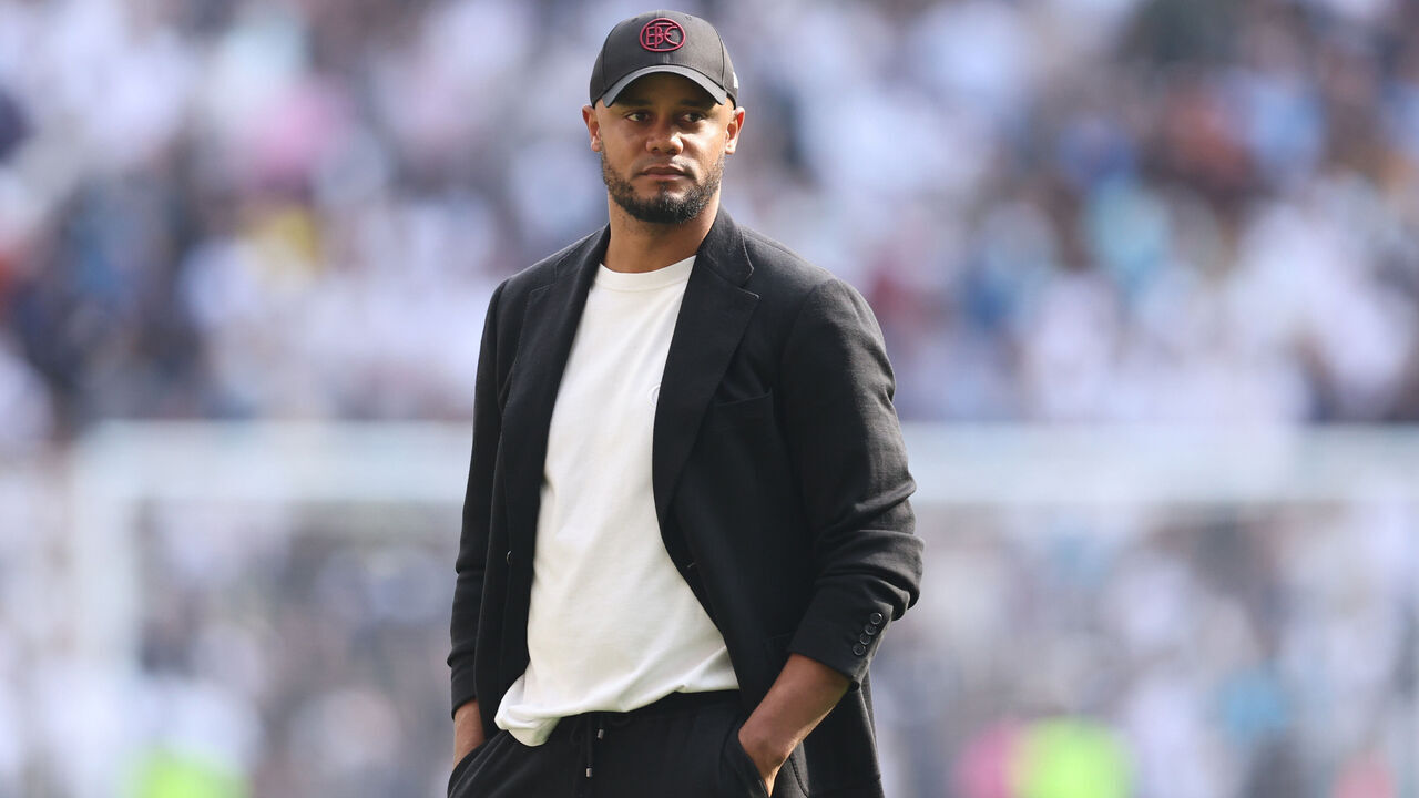 LONDON, ENGLAND - MAY 11: Vincent Kompany the head coach / manager of Burnley stands dejected following the Premier League match between Tottenham Hotspur and Burnley FC at Tottenham Hotspur Stadium on May 11, 2024 in London, England.