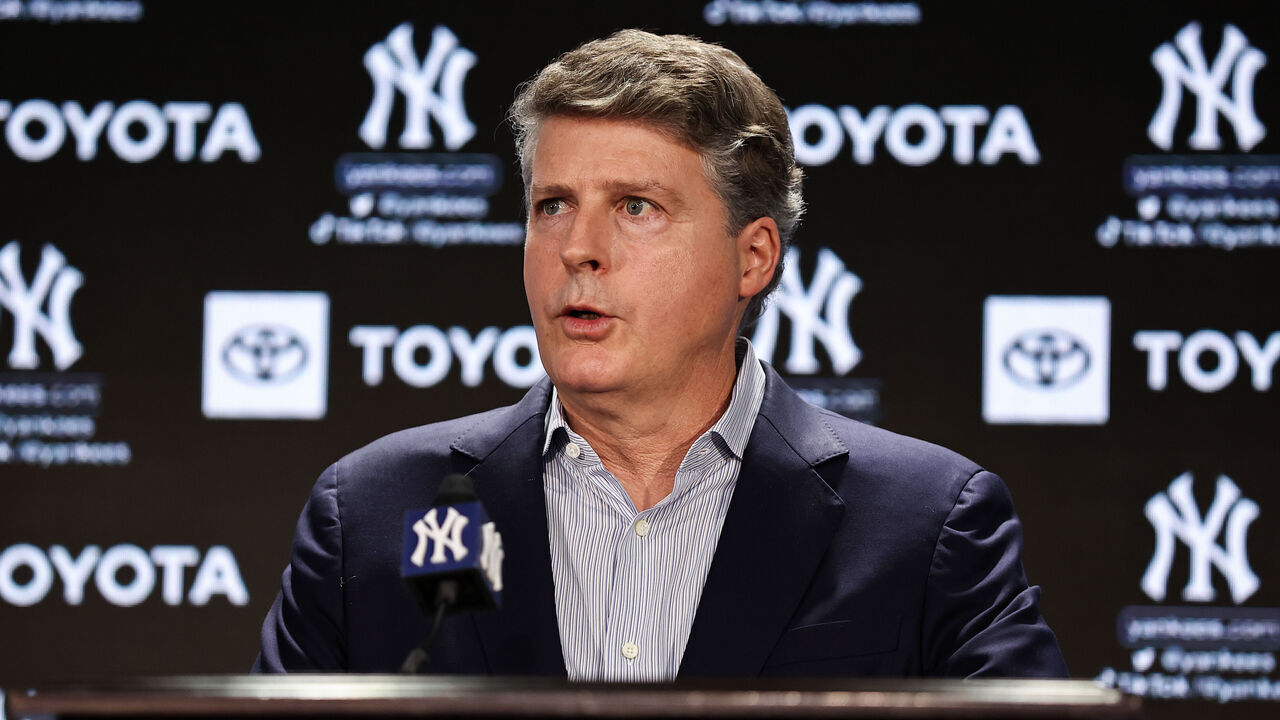 BRONX, NEW YORK - DECEMBER 21: Yankees principal owner Hal Steinbrenner speaks during a press conference at Yankee Stadium on December 21, 2022 in Bronx, New York.