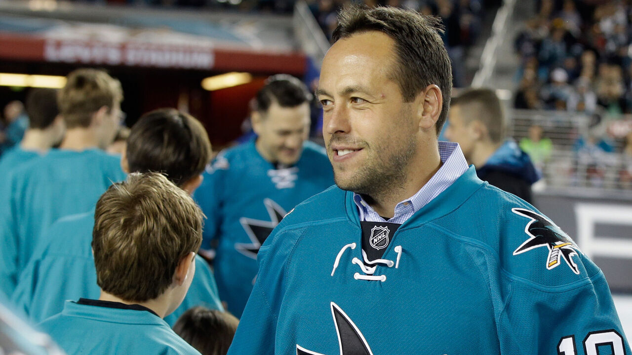 SANTA CLARA, CA - FEBRUARY 21: San Jose Sharks alumni Marco Sturm walks on to the field before the 2015 Coors Light NHL Stadium Series game between the Los Angeles Kings and the San Jose Sharks at Levi's Stadium on February 21, 2015 in Santa Clara, California.