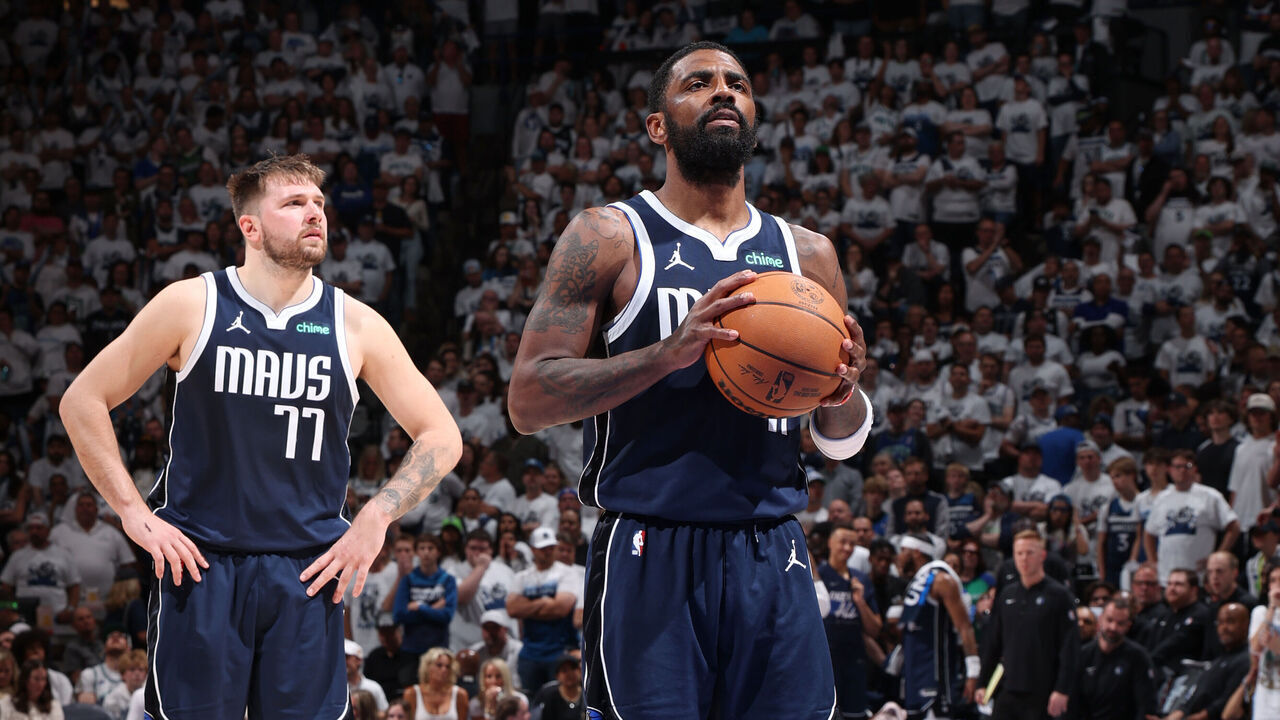 MINNEAPOLIS, MN - MAY 22: Kyrie Irving #11 of the Dallas Mavericks shoots a free throw during the game against the Minnesota Timberwolves during Game 1 of the Western Conference Finals of the 2024 NBA Playoffs on May 22, 2024 at Target Center in Minneapolis, Minnesota. Mandatory Copyright Notice: Copyright 2024 NBAE