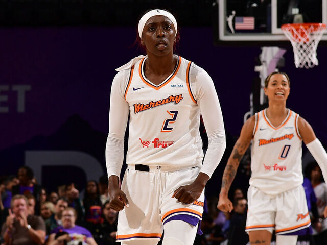PHOENIX, AZ - MAY 23: Kahleah Copper #2 of the Phoenix Mercury celebrates during the game against the Washington Mystics on May 23, 2024 at Footprint Center in Phoenix, Arizona. Mandatory Copyright Notice: Copyright 2024 NBAE