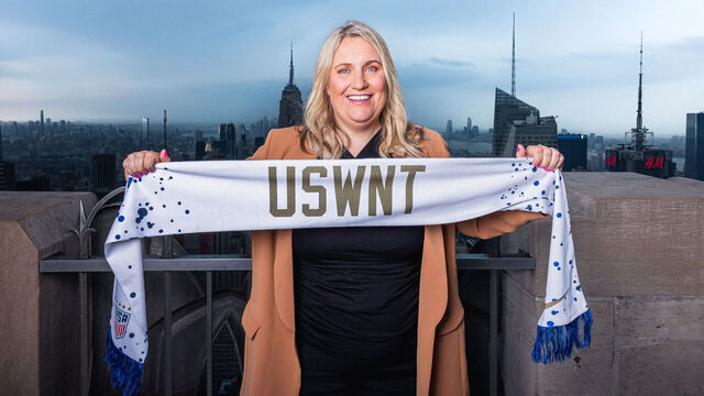 NEW YORK, NEW YORK - MAY 23: (EDITOR'S NOTE: This image has been digitally altered.) United States Women's National Team head coach Emma Hayes poses for a portrait on May 23, 2024 in New York City.