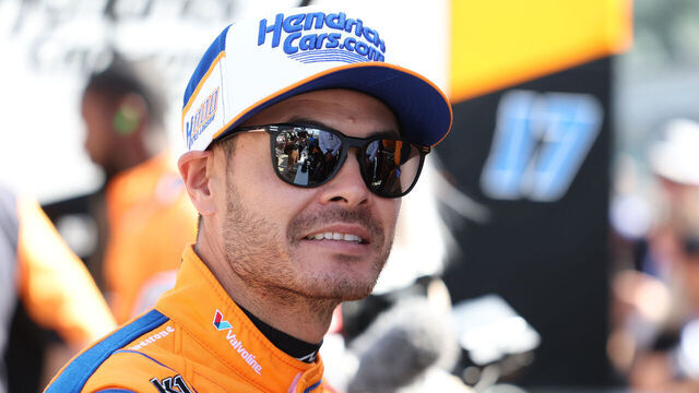 INDIANAPOLIS, INDIANA - MAY 24: Kyle Larson, driver of the #17 Hendrickcars.com Arrow McLaren, looks on during practice at Carb Day at Indianapolis Motor Speedway on May 24, 2024 in Indianapolis, Indiana.