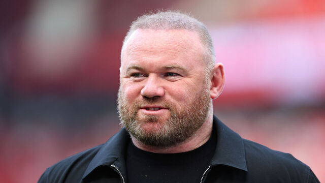 MANCHESTER, ENGLAND - MAY 12: Wayne Rooney, working as a pundit for Sky Sports during the Premier League match between Manchester United and Arsenal FC at Old Trafford on May 12, 2024 in Manchester, England.