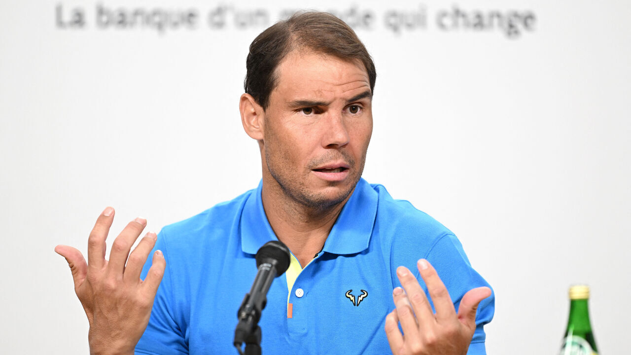 Spain's Rafael Nadal holds a press conference during the French Open tennis tournament at the Roland Garros Complex in Paris on May 25, 2024.