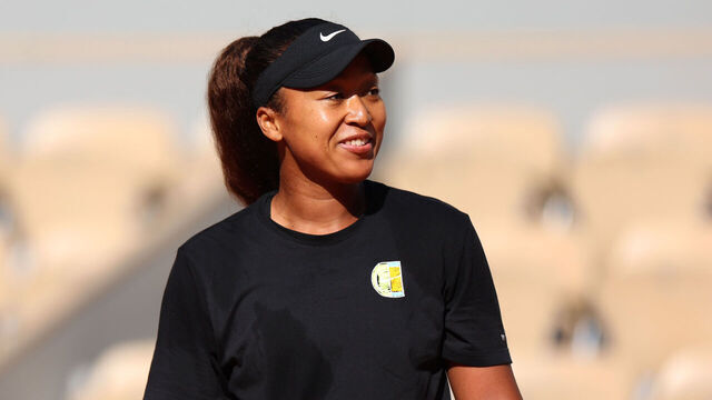 PARIS, FRANCE - MAY 25: Naomi Osaka of Japan smiles during a practice session during previews for the 2024 French Open at Roland Garros on May 25, 2024 in Paris, France.