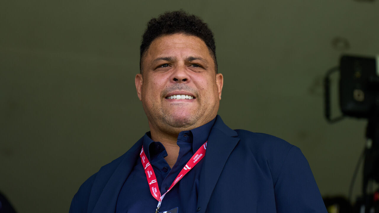 ALCORCON, SPAIN - MAY 19: Ronaldo Nazario, President of Real Valladolid looks on from the stands prior to the LaLiga Hypermotion match between AD Alcorcon and Real Valladolid at Estadio Municipal de Santo Domingo on May 19, 2024 in Alcorcon, Spain.