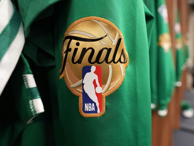 SAN FRANCISCO, CA - JUNE 2: A detail photo of the NBA Finals logo during Game One of the 2022 NBA Finals on June 2, 2022 at Chase Center in San Francisco, California. NOTE TO USER: User expressly acknowledges and agrees that, by downloading and or using this photograph, user is consenting to the terms and conditions of Getty Images License Agreement. Mandatory Copyright Notice: Copyright 2022 NBAE
