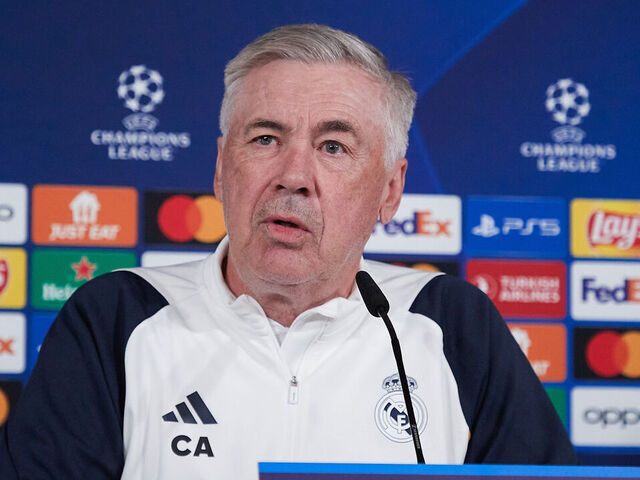 MADRID, SPAIN - 2024/05/27: Carlo Ancelotti, the head coach of Real Madrid CF speaks during a press conference on Open Media Day ahead of their UEFA Champions League Final against Borussia Dortmund at Real Madrid training ground.