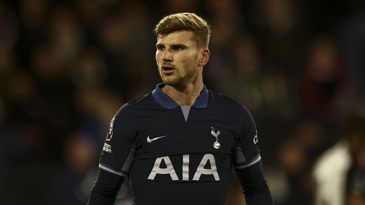 Timo Werner of Tottenham Hotspur is playing during the Premier League match between Fulham and Tottenham Hotspur at Craven Cottage in London, on March 16, 2024.