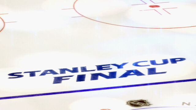 EDMONTON, ALBERTA - SEPTEMBER 19: A graphic view of in-ice logos prior to the game between the Dallas Stars and the Tampa Bay Lightning in Game One of the 2020 NHL Stanley Cup Final at Rogers Place on September 19, 2020 in Edmonton, Alberta, Canada.
