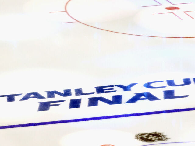 EDMONTON, ALBERTA - SEPTEMBER 19: A graphic view of in-ice logos prior to the game between the Dallas Stars and the Tampa Bay Lightning in Game One of the 2020 NHL Stanley Cup Final at Rogers Place on September 19, 2020 in Edmonton, Alberta, Canada.