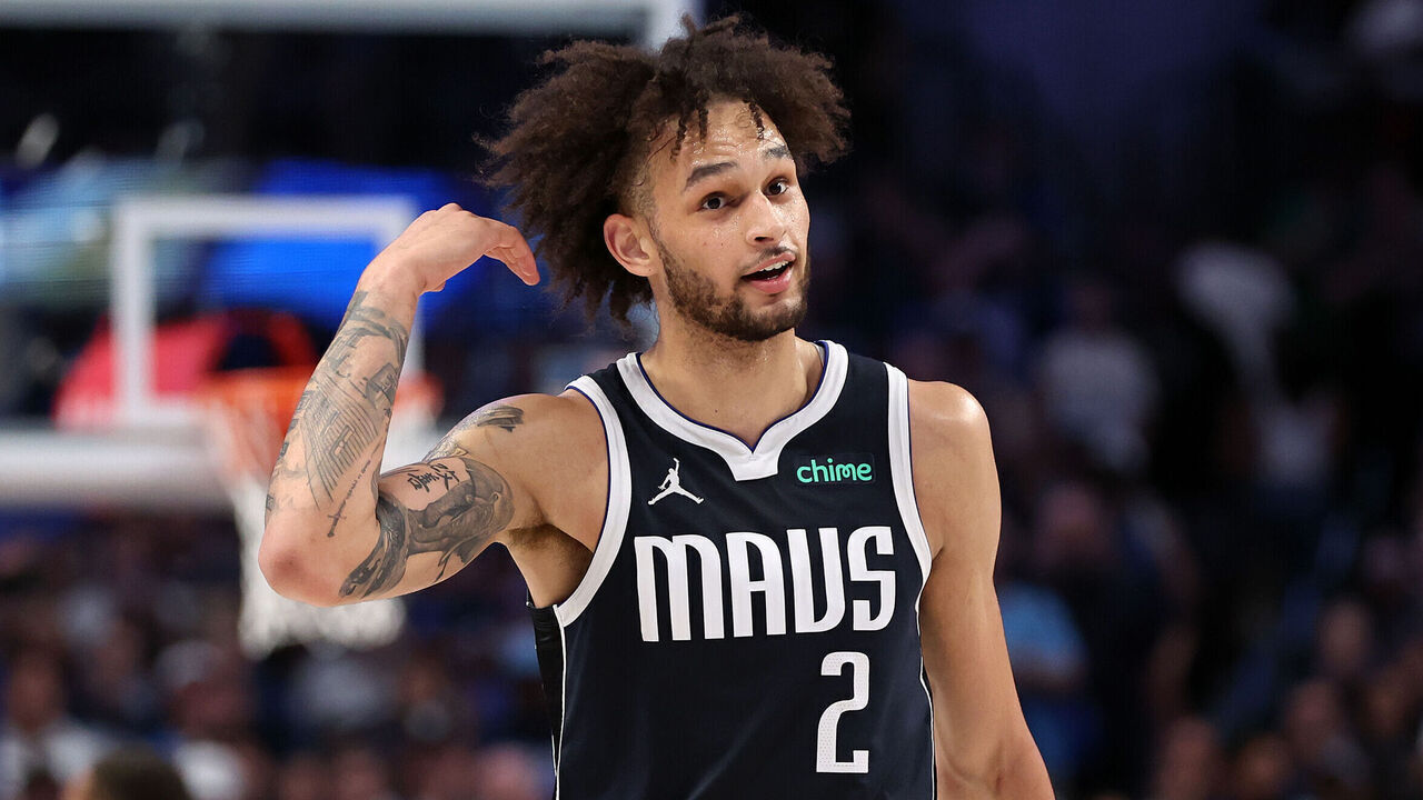 DALLAS, TEXAS - MAY 11: Dereck Lively II #2 of the Dallas Mavericks reacts during the fourth quarter against the Oklahoma City Thunder in Game Three of the Western Conference Second Round Playoffs at American Airlines Center on May 11, 2024 in Dallas, Texas.