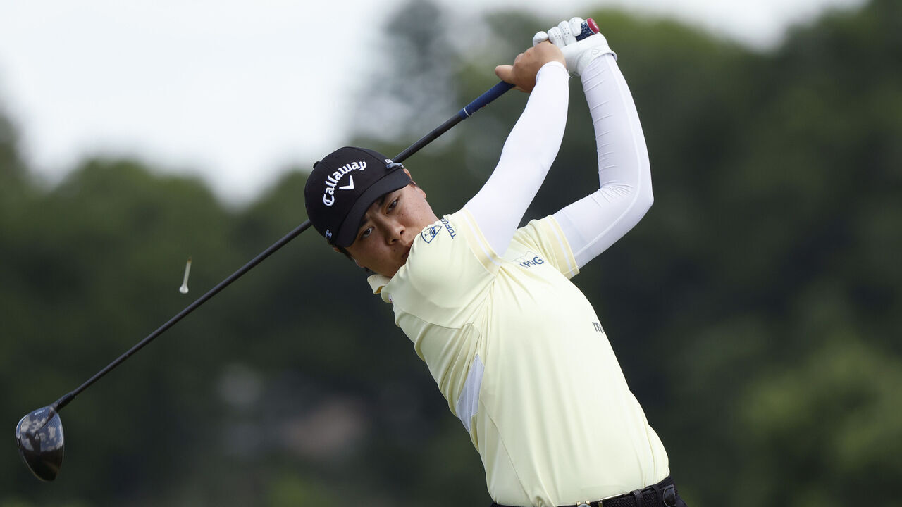 LANCASTER, PENNSYLVANIA - MAY 30: Yuka Saso of Japan plays her shot from the second tee during the first round of the U.S. Women's Open Presented by Ally at Lancaster Country Club on May 30, 2024 in Lancaster, Pennsylvania.