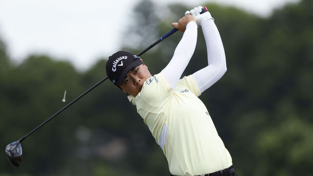 LANCASTER, PENNSYLVANIA - MAY 30: Yuka Saso of Japan plays her shot from the second tee during the first round of the U.S. Women's Open Presented by Ally at Lancaster Country Club on May 30, 2024 in Lancaster, Pennsylvania.