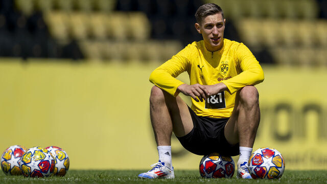 DORTMUND, GERMANY - MAY 28: Nico Schlotterbeck of Borussia Dortmund during a training session on Open Media Day ahead of their UEFA Champions League Final against Real Madrid at Borussia Dortmund training ground on May 28, 2024 in Dortmund, Germany.