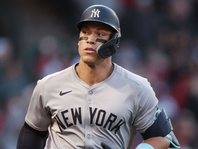 ANAHEIM, CALIFORNIA - MAY 30: Aaron Judge #99 of the New York Yankees looks off after hitting a two-run home run in the fourth inning against the Los Angeles Angels at Angel Stadium of Anaheim on May 30, 2024 in Anaheim, California.
