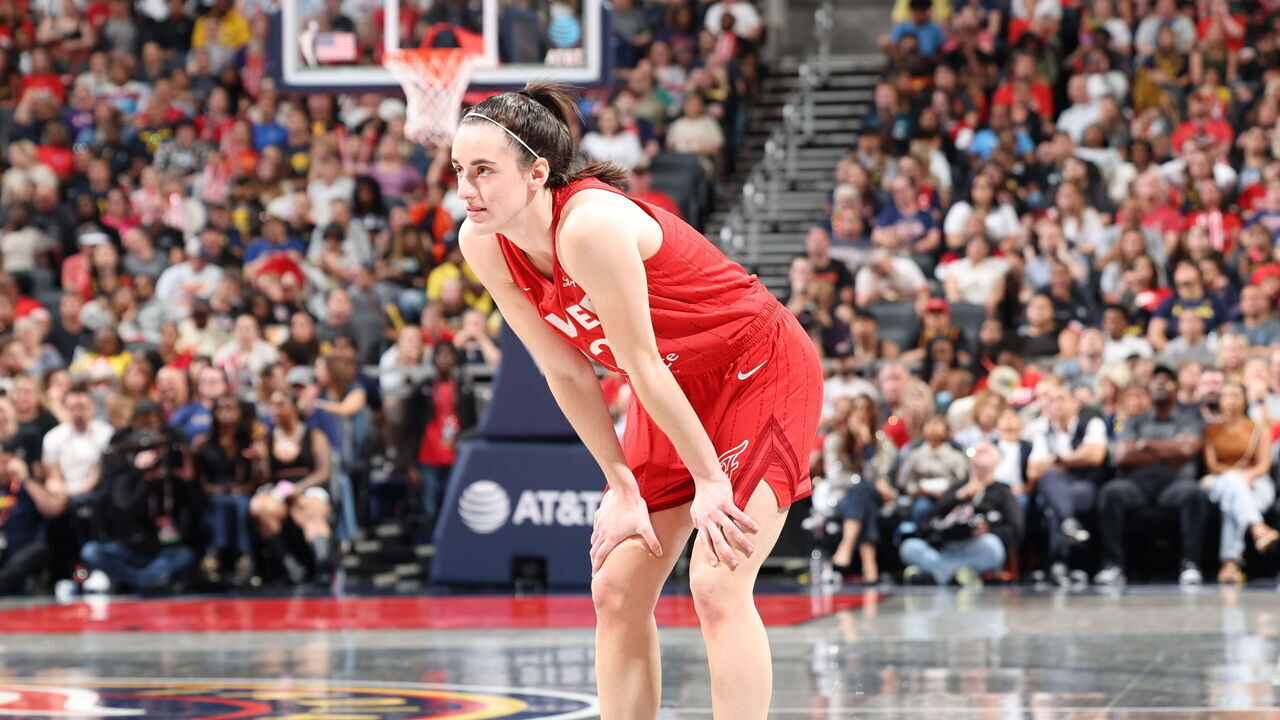 INDIANAPOLIS, IN - JUNE 1: Caitlin Clark #22 of the Indiana Fever looks on during the game against the Chicago Sky on June 1, 2024 at Gainbridge Fieldhouse in Indianapolis, Indiana. Mandatory Copyright Notice: Copyright 2024 NBAE