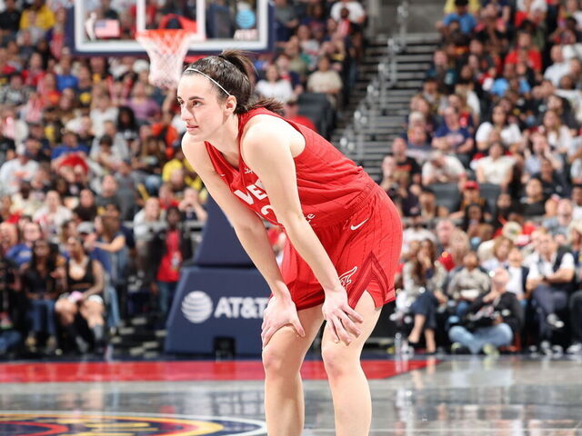 INDIANAPOLIS, IN - JUNE 1: Caitlin Clark #22 of the Indiana Fever looks on during the game against the Chicago Sky on June 1, 2024 at Gainbridge Fieldhouse in Indianapolis, Indiana. Mandatory Copyright Notice: Copyright 2024 NBAE