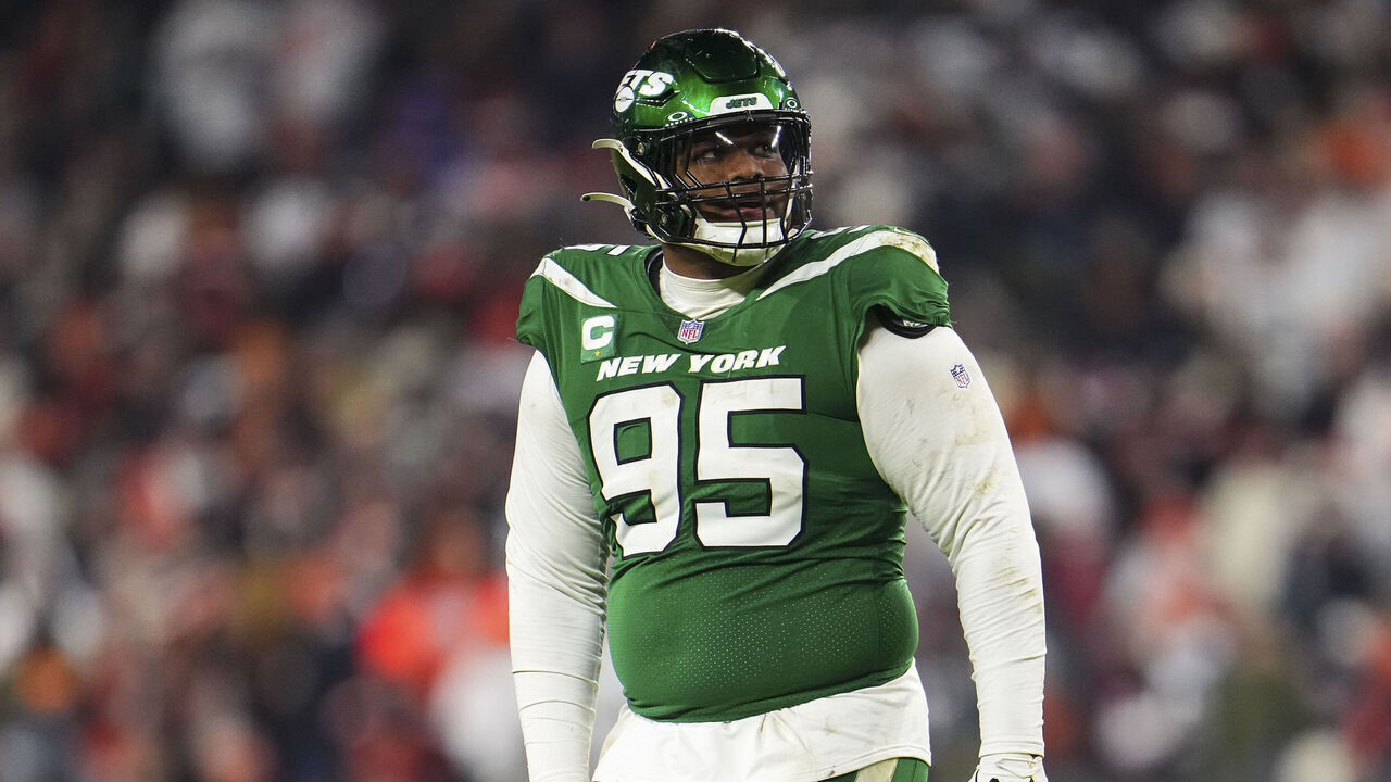 CLEVELAND, OH - DECEMBER 28: Quinnen Williams #95 of the New York Jets looks on from the field during an NFL football game against the Cleveland Browns at Cleveland Browns Stadium on December 28, 2023 in Cleveland, Ohio.