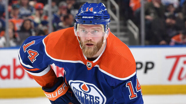 EDMONTON, CANADA - APRIL 13: Mattias Ekholm #14 of the Edmonton Oilers in action during the game against the Vancouver Canucks at Rogers Place on April 13, 2024, in Edmonton, Alberta, Canada.