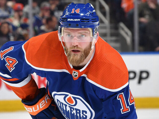 EDMONTON, CANADA - APRIL 13: Mattias Ekholm #14 of the Edmonton Oilers in action during the game against the Vancouver Canucks at Rogers Place on April 13, 2024, in Edmonton, Alberta, Canada.