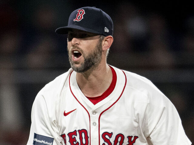 BOSTON, MA - MAY 1: Chris Martin #55 of the Boston Red Sox reacts during the eighth inning of a game against the San Francisco Giants on May 1, 2024 at Fenway Park in Boston, Massachusetts.