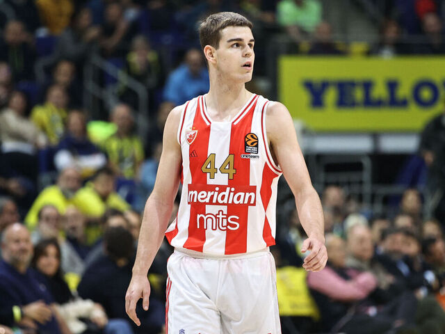 01/02/2024 Istanbul, Turkey. Nikola Topic, #44 of Crvena Zvezda Meridianbet Belgrade in action during the Turkish Airlines EuroLeague Regular Season Round 18 match between Fenerbahce Beko Istanbul and Crvena Zvezda Meridianbet Belgrade at Ulker Sports Arena.