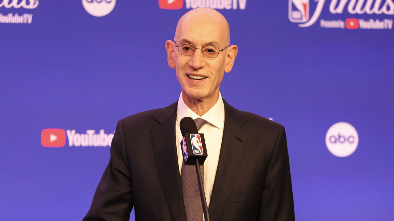 BOSTON, MASSACHUSETTS - JUNE 06: NBA Commissioner Adam Silver speaks at a press conference prior to Game One of the 2024 NBA Finals between the Dallas Mavericks and Boston Celtics at TD Garden on June 06, 2024 in Boston, Massachusetts.