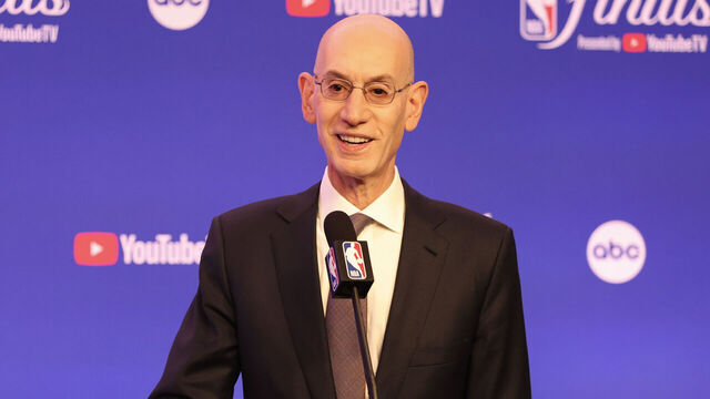 BOSTON, MASSACHUSETTS - JUNE 06: NBA Commissioner Adam Silver speaks at a press conference prior to Game One of the 2024 NBA Finals between the Dallas Mavericks and Boston Celtics at TD Garden on June 06, 2024 in Boston, Massachusetts.