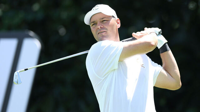 SINGAPORE, SINGAPORE - MAY 03: Martin Kaymer of Cleeks GC plays his shot from the eighth tee during day one of the LIV Golf Invitational - Singapore at Sentosa Golf Club on May 03, 2024 in Singapore, Singapore.