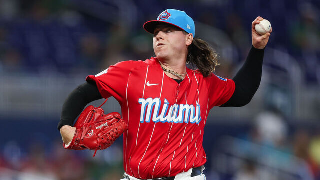 MIAMI, FLORIDA - JUNE 01: Ryan Weathers #60 of the Miami Marlins pitches during the first inning against the Texas Rangers at loanDepot park on June 01, 2024 in Miami, Florida.