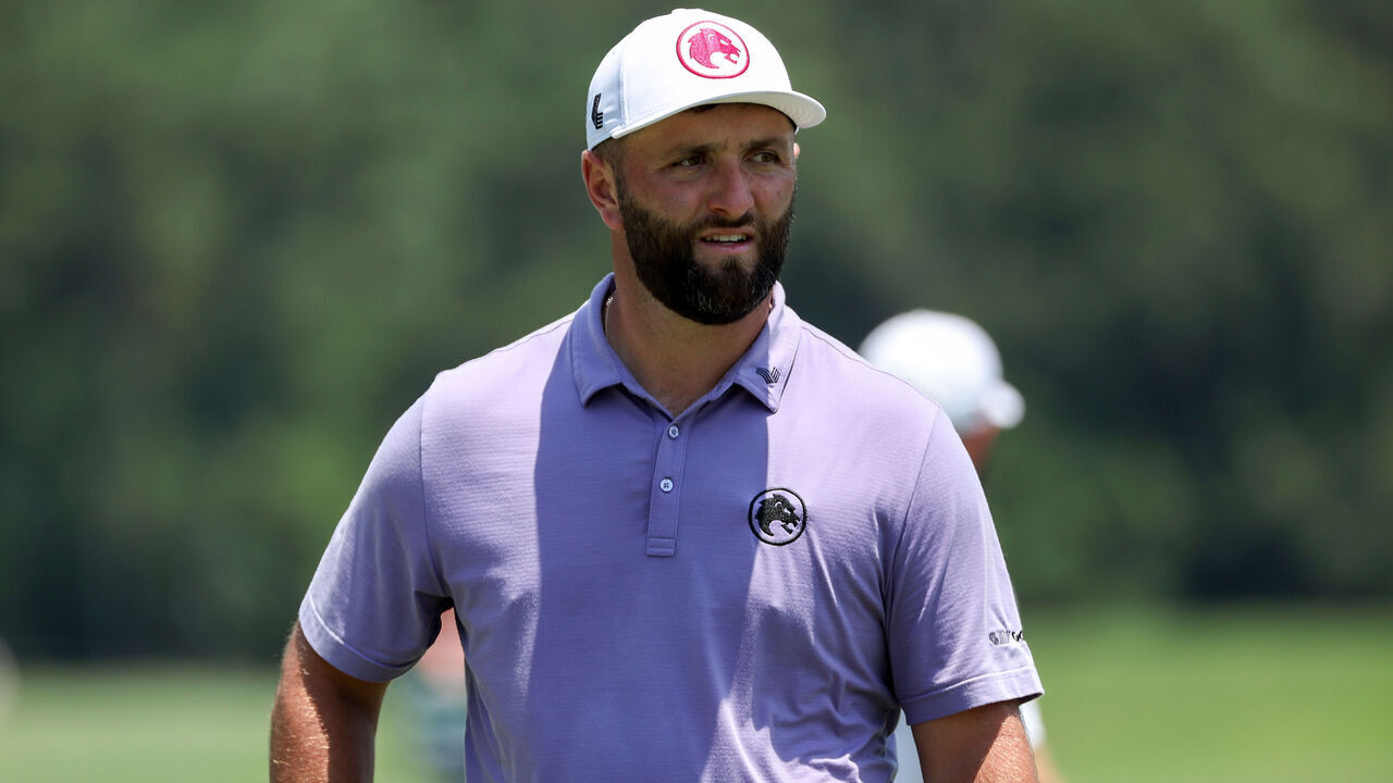 HUMBLE, TEXAS - JUNE 07: Captain Jon Rahm of Legion XIII reacts on the on the fourth green during day one of the LIV Golf Invitational - Houston at Golf Club of Houston on June 07, 2024 in Humble, Texas.