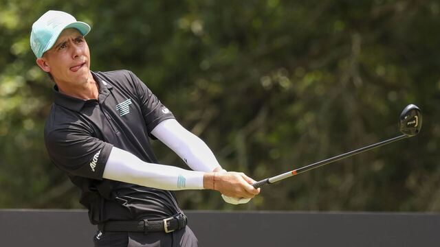 HUMBLE, TX - JUNE 09: Carlos Ortiz (MEX) watches his tee shot on 2 during the final round of the LIV Golf Houston tournament on June 9, 2024 at Golf Club of Houston in Humble, Texas.