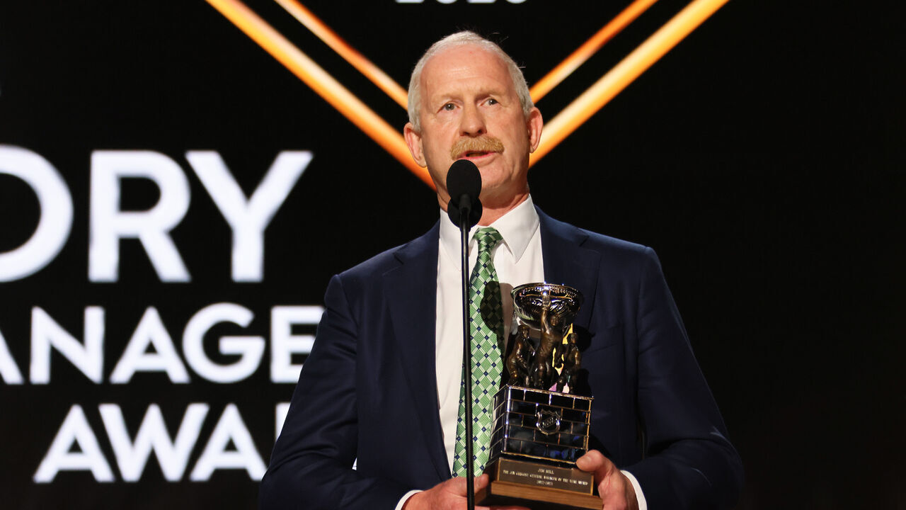 NASHVILLE, TENNESSEE - JUNE 28: Jim Nill of the Dallas Stars speaks to the crowd after being presented with the Jim Gregory General Manager of the Year award during round one of the 2023 Upper Deck NHL Draft at Bridgestone Arena on June 28, 2023 in Nashville, Tennessee.