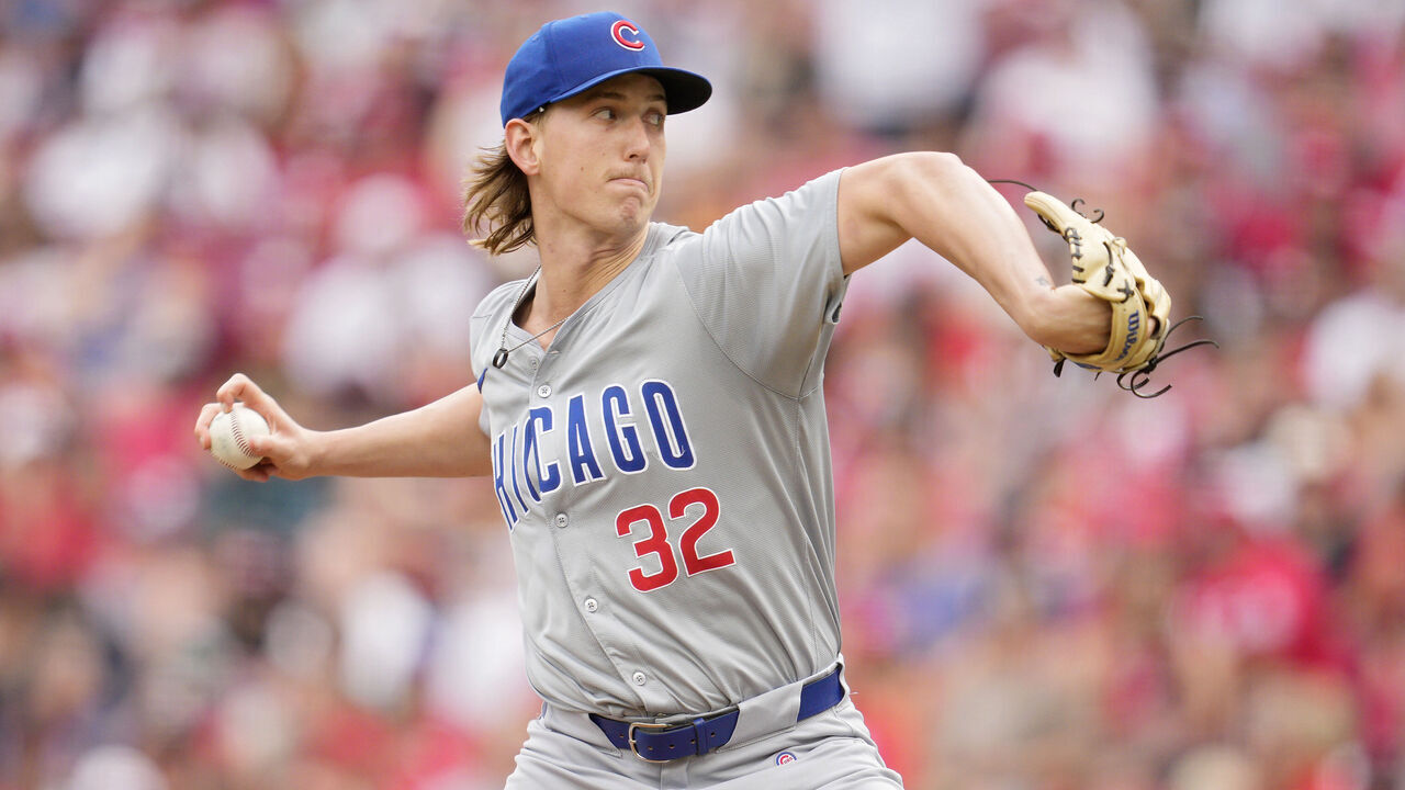 CINCINNATI, OHIO - JUNE 08: Ben Brown #32 of the Chicago Cubs throws during a baseball game against the Cincinnati Reds at Great American Ball Park on June 08, 2024 in Cincinnati, Ohio.