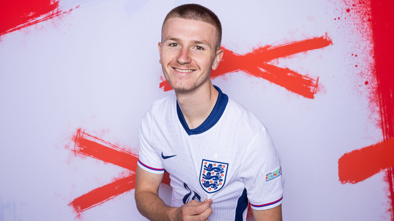 BLANKENHAIN, GERMANY - JUNE 11: (EDITOR’S NOTE: Image has been digitally enhanced.) Adam Wharton of England poses for a portrait during the England Portrait session ahead of the UEFA EURO 2024 Germany on June 11, 2024 in Blankenhain, Germany.