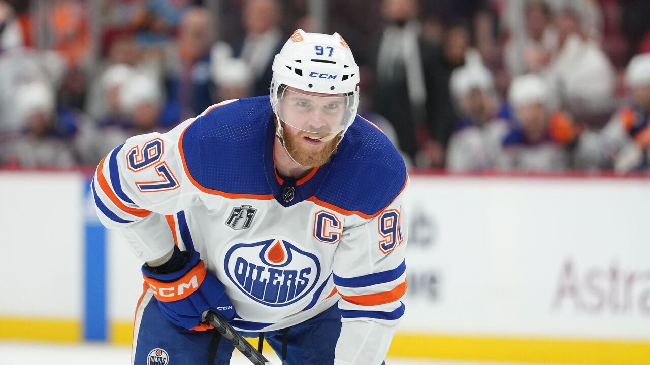 SUNRISE, FL - JUNE 10: Edmonton Oilers center Connor McDavid (97) waits for a face-off in the third period during game two of the Stanley Cup Finals between the Edmonton Oilers and the Florida Panthers on Saturday, June 10, 2024 at Amerant Bank Area in Sunrise, Fla.