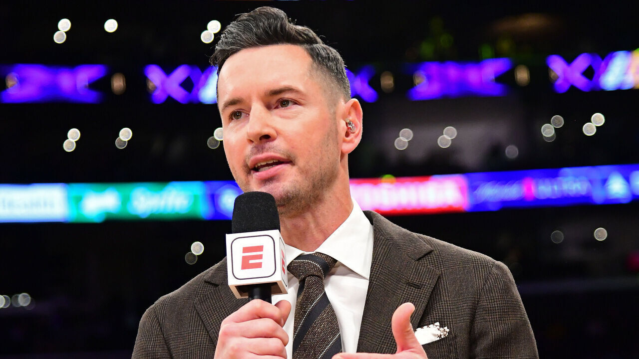 LOS ANGELES, CA - MARCH 2: JJ Redick looks on before the game between the Denver Nuggets and the Los Angeles Lakers on March 2, 2024 at Crypto.Com Arena in Los Angeles, California. NOTE TO USER: User expressly acknowledges and agrees that, by downloading and/or using this Photograph, user is consenting to the terms and conditions of the Getty Images License Agreement. Mandatory Copyright Notice: Copyright 2024 NBAE