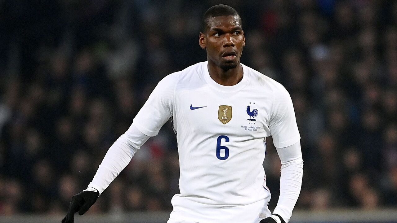 France's mdfielder Paul Pogba controls the ball during the friendly football match between France and South Africa at Pierre-Mauroy stadium in Villeneuve-d'Ascq, near Lille, northern France, on March 29, 2022.