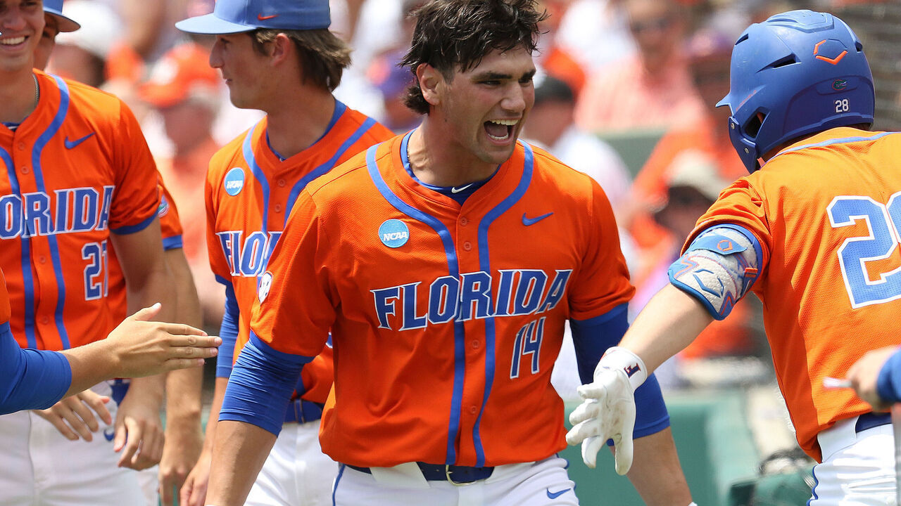 CLEMSON, SC - JUNE 09: Florida Gators pitcher Jac Caglianone (14) during the College D1 Baseball Super Regional game between the Florida Gators and the Clemson Tigers on June 9, 2024 at Doug Kingsmore Stadium in Clemson, S.C.